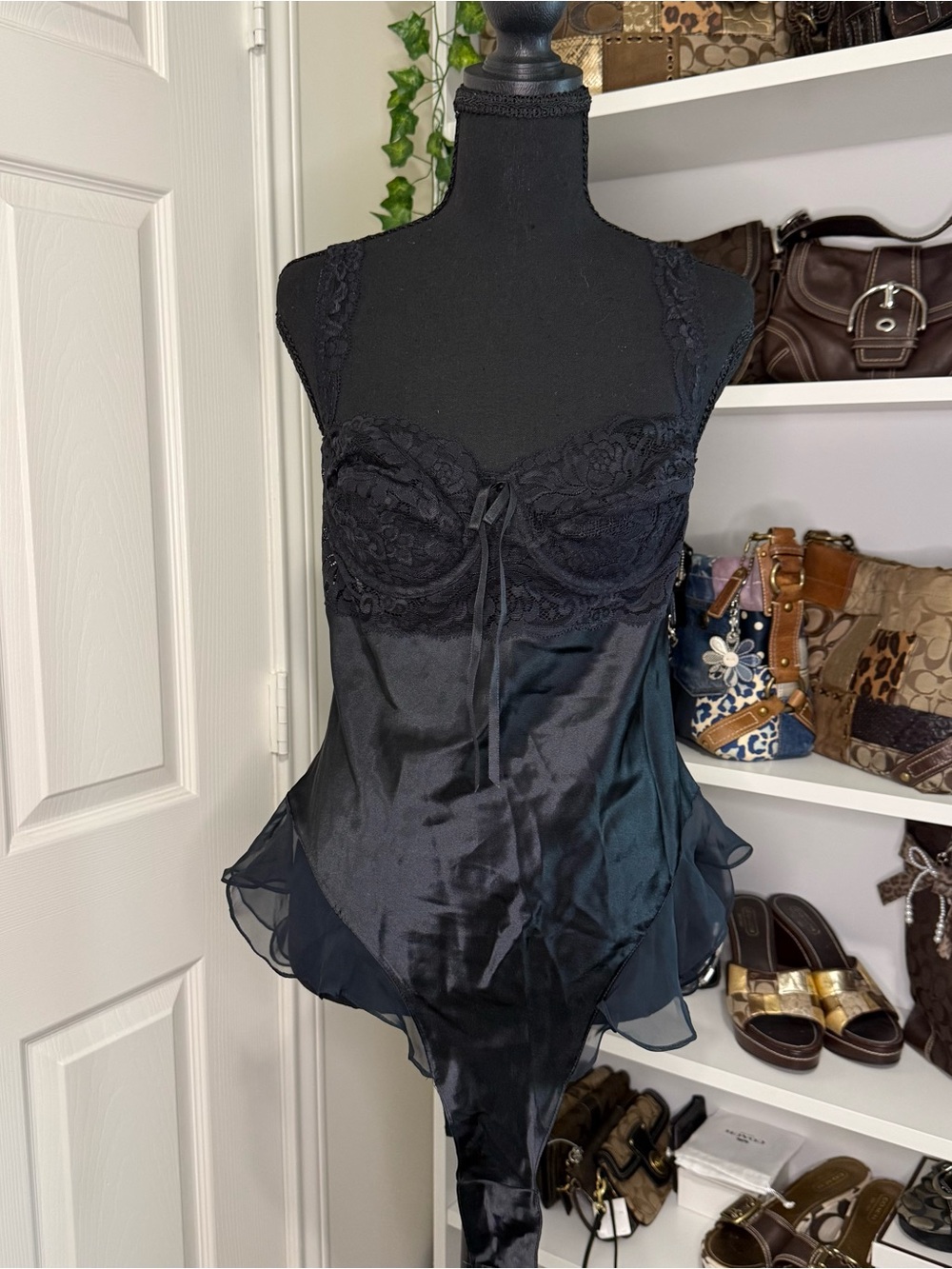 NWT 1996 Victoria's Secret Black Lingerie Bodysuit